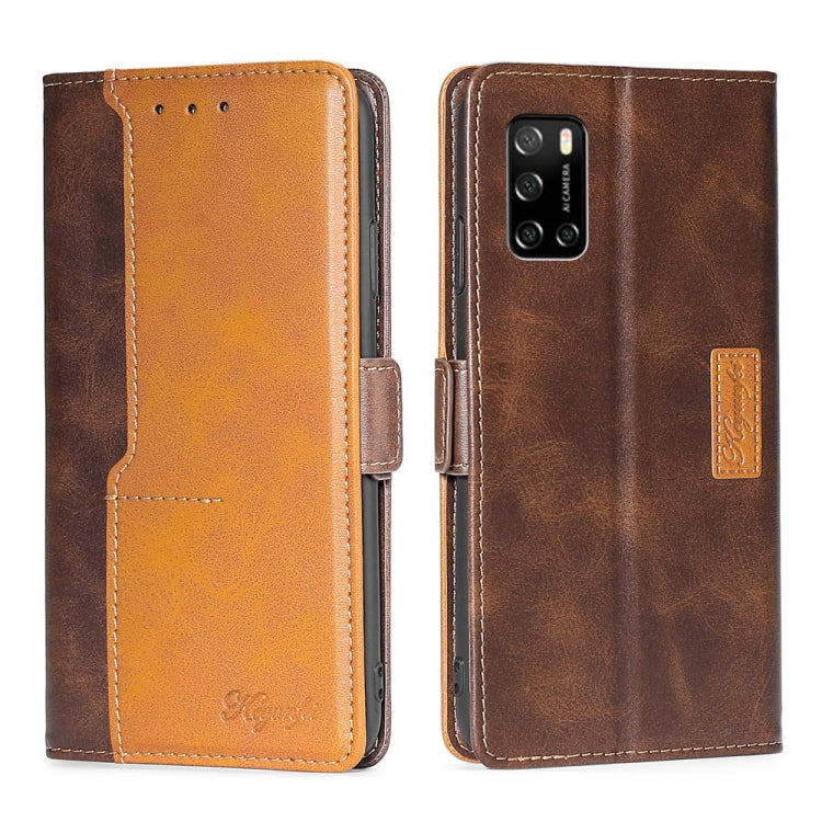 For Rakuten Big S Contrast Color Side Buckle Leather Phone Case