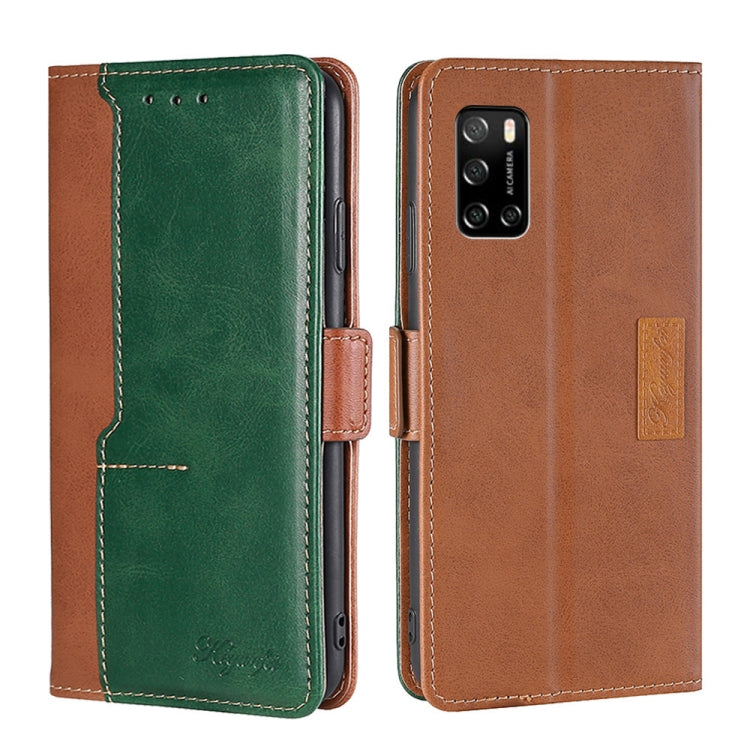 For Rakuten Big S Contrast Color Side Buckle Leather Phone Case