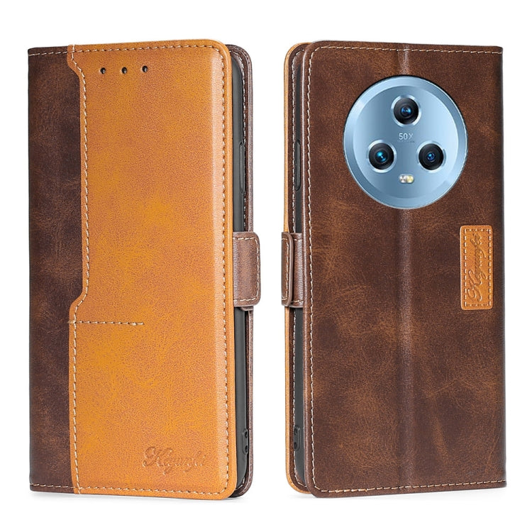 For Honor Magic5 Contrast Color Side Buckle Leather Phone Case