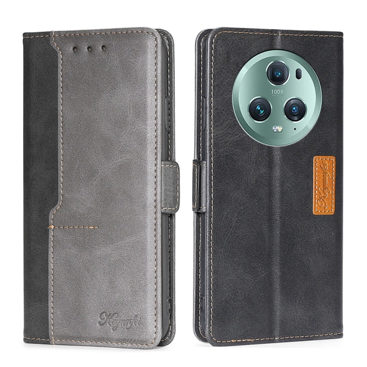 For Honor Magic5 Pro Contrast Color Side Buckle Leather Phone Case