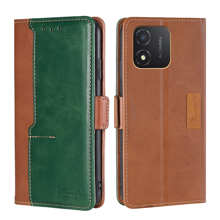 For Honor X5 4G Contrast Color Side Buckle Leather Phone Case