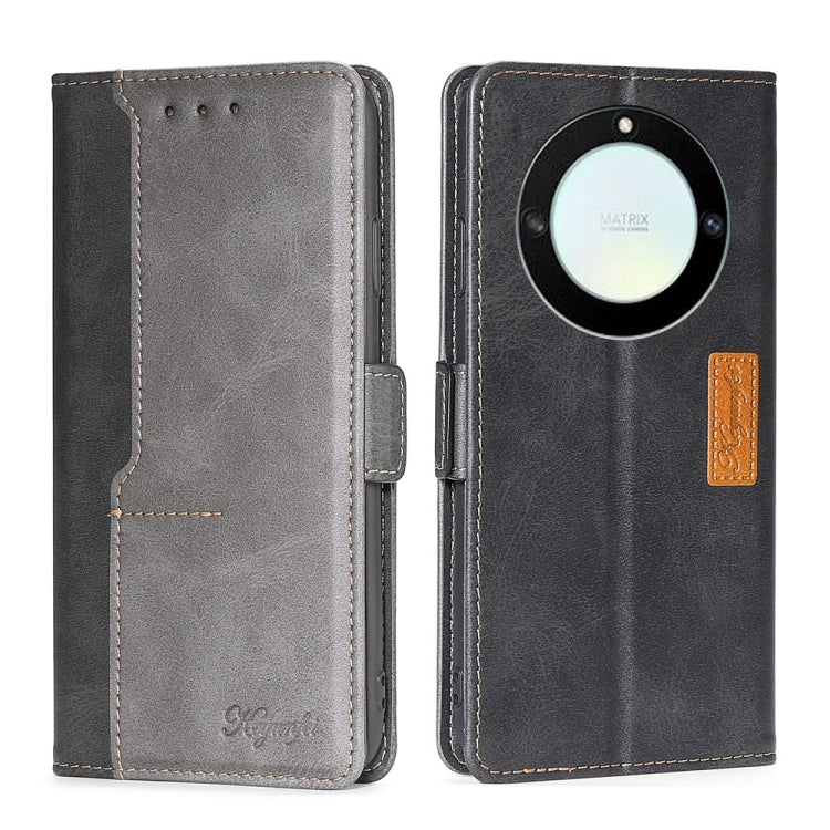 For Honor X40 Contrast Color Side Buckle Leather Phone Case