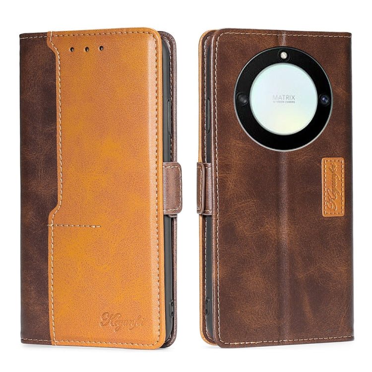 For Honor X40 Contrast Color Side Buckle Leather Phone Case