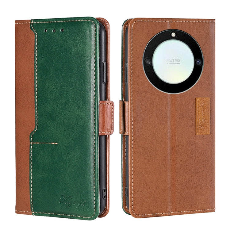 For Honor X40 Contrast Color Side Buckle Leather Phone Case