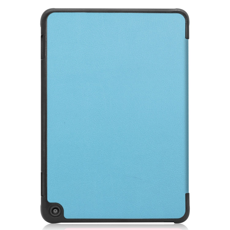 For Kindle Fire HD 8 (2020) Custer Pattern Pure Color Horizontal Flip Leather Case with Three-folding Holder & Wake-up / Sleep Function