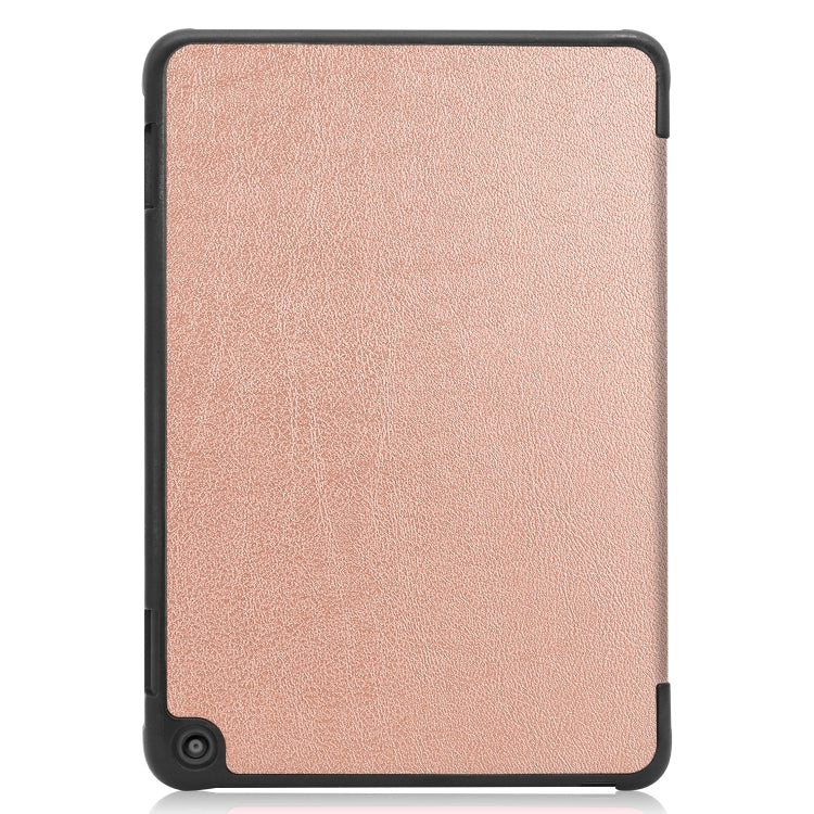 For Kindle Fire HD 8 (2020) Custer Pattern Pure Color Horizontal Flip Leather Case with Three-folding Holder & Wake-up / Sleep Function