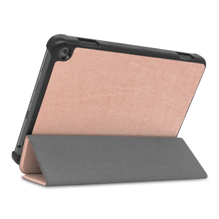 For Kindle Fire HD 8 (2020) Custer Pattern Pure Color Horizontal Flip Leather Case with Three-folding Holder & Wake-up / Sleep Function