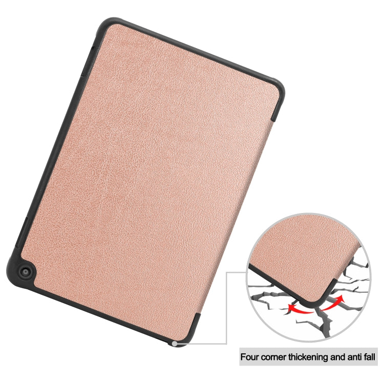 For Kindle Fire HD 8 (2020) Custer Pattern Pure Color Horizontal Flip Leather Case with Three-folding Holder & Wake-up / Sleep Function