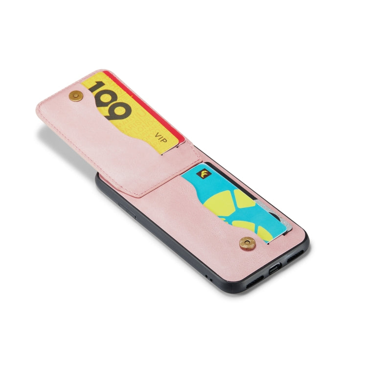 For iPhone XS Max Fierre Shann Crazy Horse Card Holder Back Cover PU Phone Case