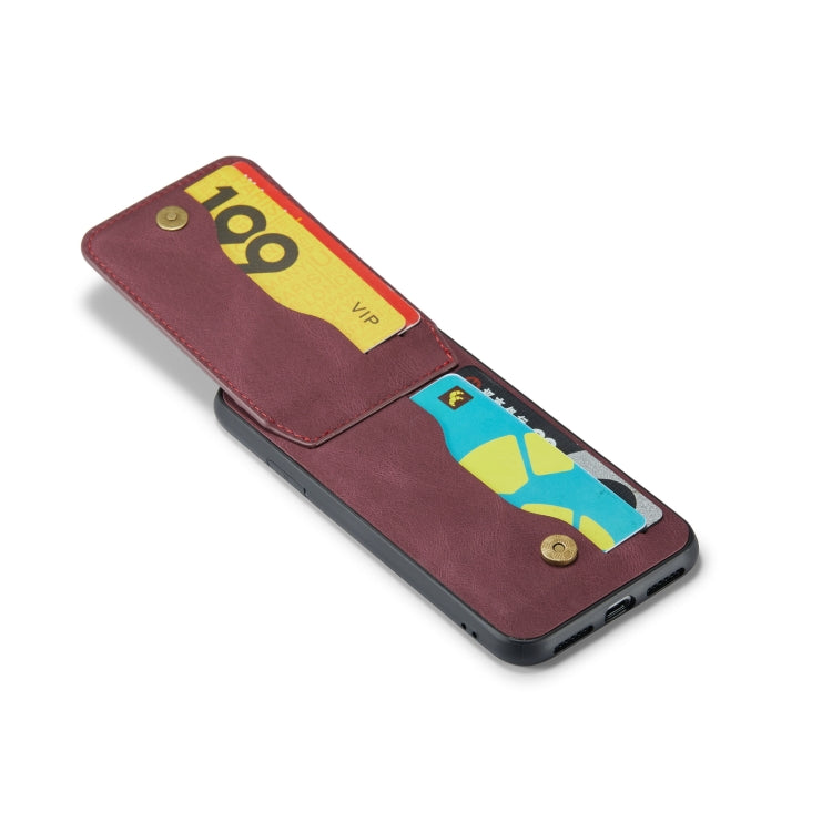 For iPhone XS Max Fierre Shann Crazy Horse Card Holder Back Cover PU Phone Case