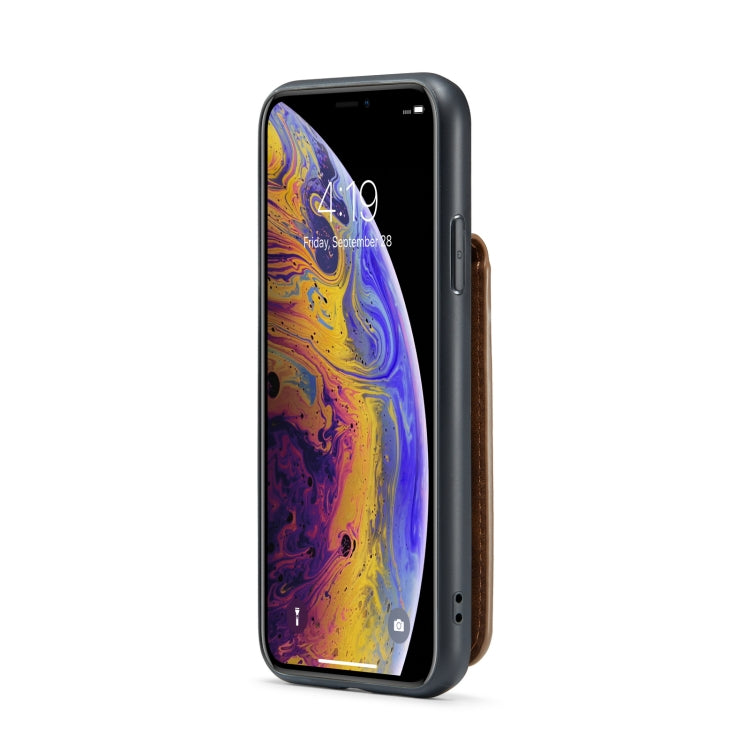 For iPhone XS Max Fierre Shann Crazy Horse Card Holder Back Cover PU Phone Case