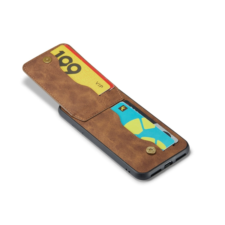 For iPhone XS Max Fierre Shann Crazy Horse Card Holder Back Cover PU Phone Case