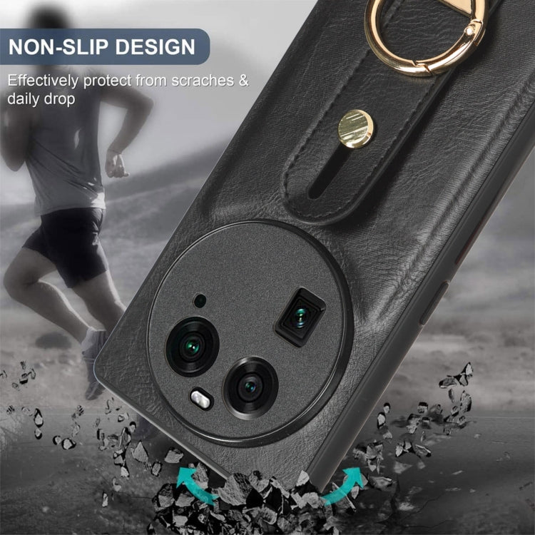 For OPPO Find X6 5G Wristband Leather Back Phone Case