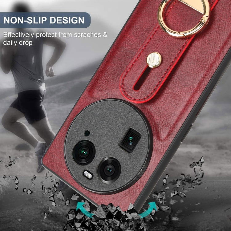 For OPPO Find X6 5G Wristband Leather Back Phone Case