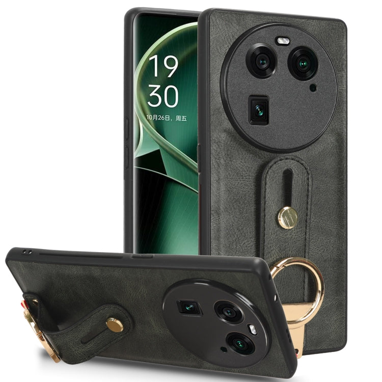 For OPPO Find X6 5G Wristband Leather Back Phone Case