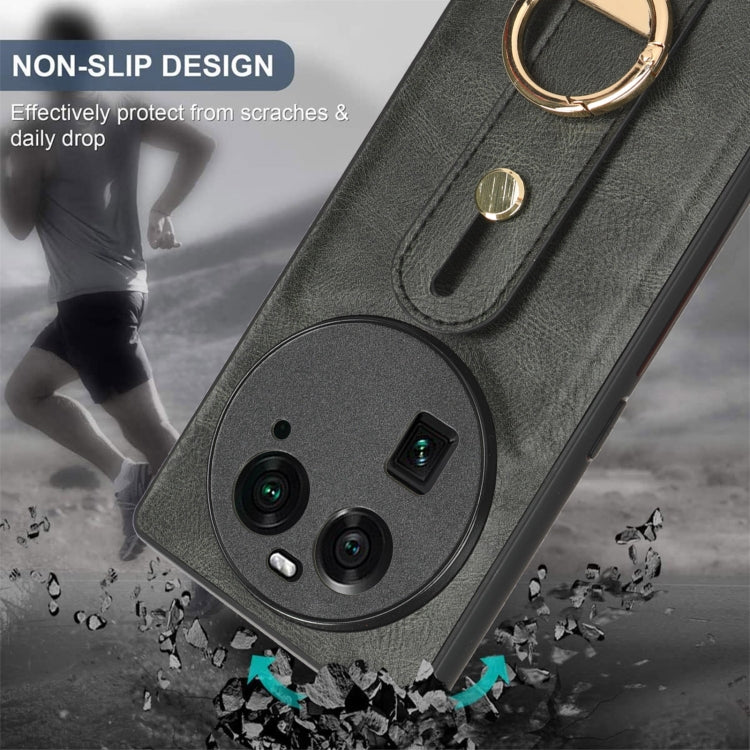 For OPPO Find X6 5G Wristband Leather Back Phone Case