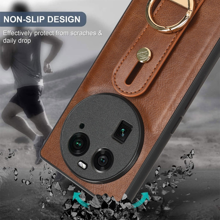 For OPPO Find X6 5G Wristband Leather Back Phone Case
