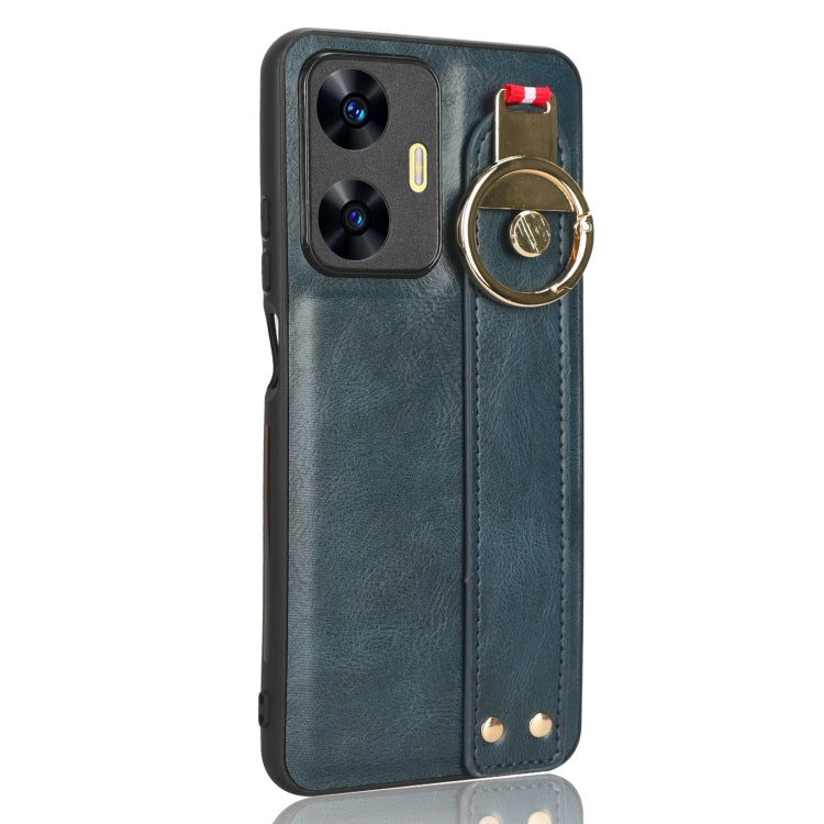 For Realme C55 Wristband Leather Back Phone Case