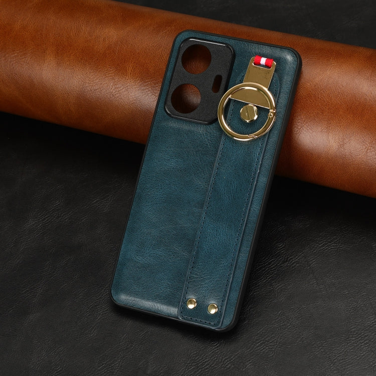 For Realme C55 Wristband Leather Back Phone Case