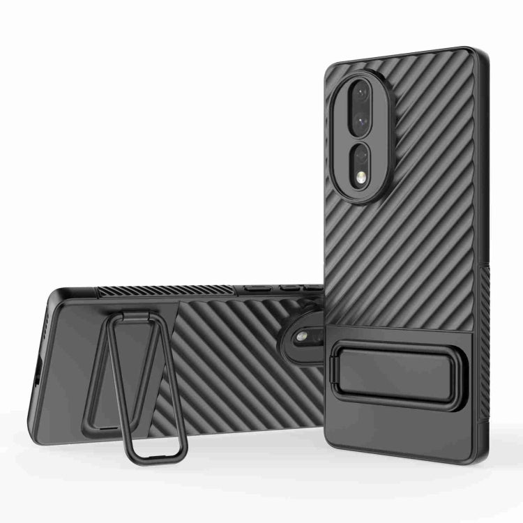 For Honor 80 5G Wavy Texture TPU Phone Case with Lens Film