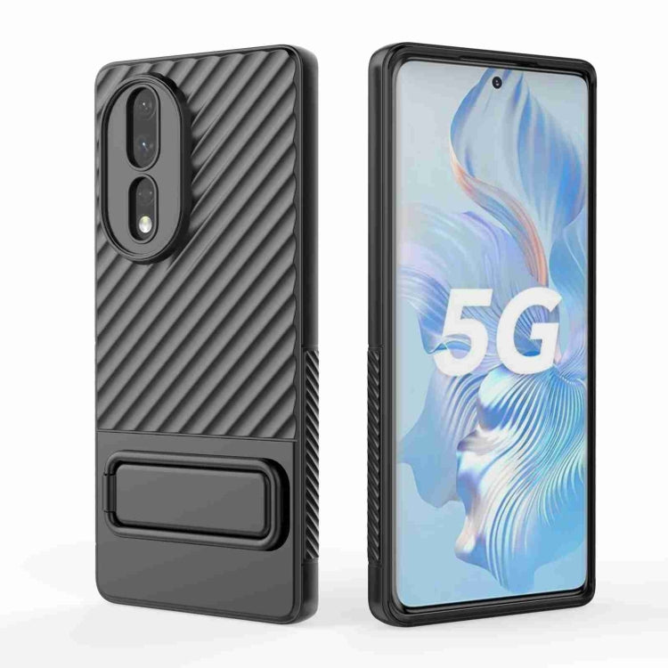 For Honor 80 5G Wavy Texture TPU Phone Case with Lens Film