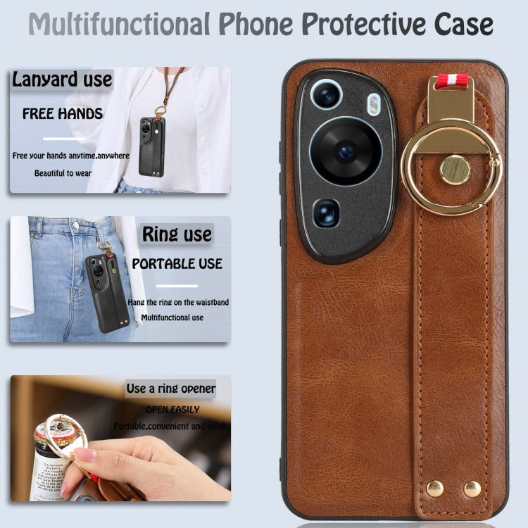 For Huawei P60 Art Wristband Leather Back Phone Case