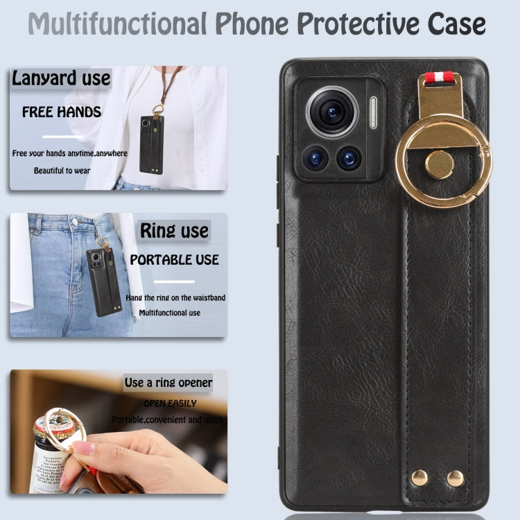 For Motorola Edge 30 Ultra Wristband Leather Back Phone Case