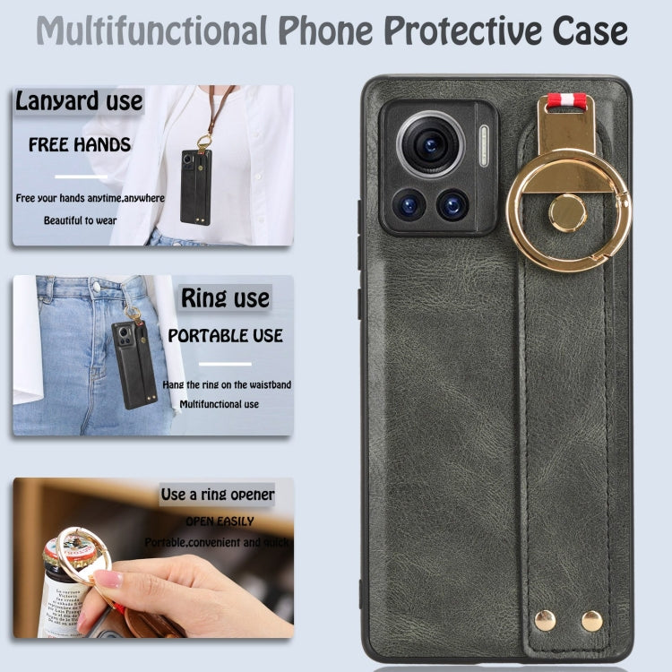 For Motorola Edge 30 Ultra Wristband Leather Back Phone Case