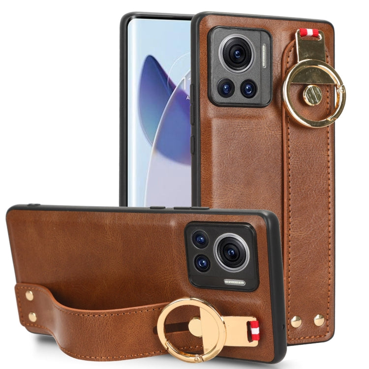 For Motorola Edge 30 Ultra Wristband Leather Back Phone Case