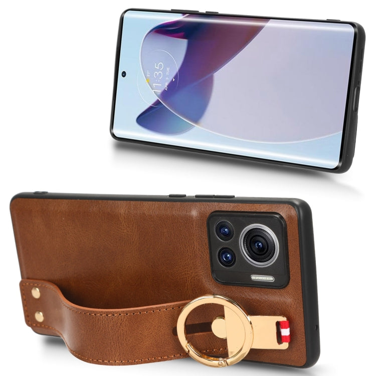 For Motorola Edge 30 Ultra Wristband Leather Back Phone Case