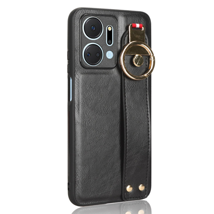 For Honor X7A Wristband Leather Back Phone Case