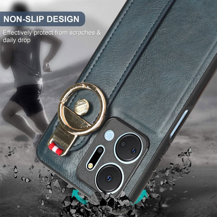 For Honor X7A Wristband Leather Back Phone Case