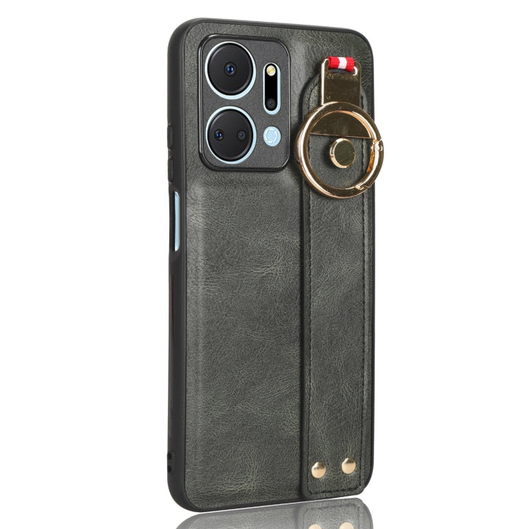 For Honor X7A Wristband Leather Back Phone Case