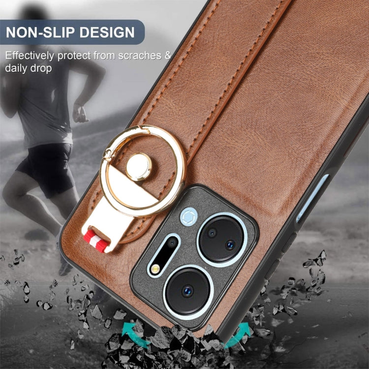 For Honor X7A Wristband Leather Back Phone Case