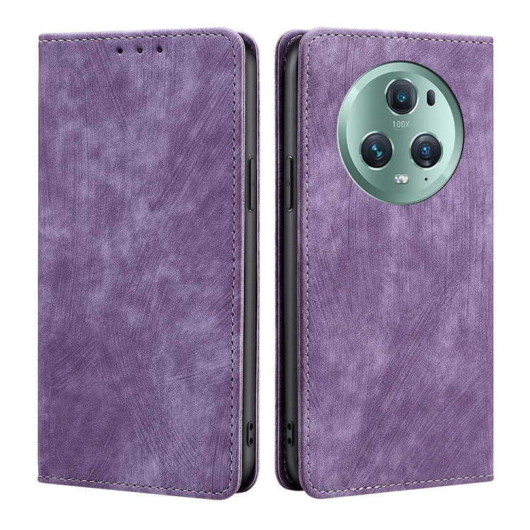 For Honor Magic5 Pro RFID Anti-theft Brush Magnetic Leather Phone Case