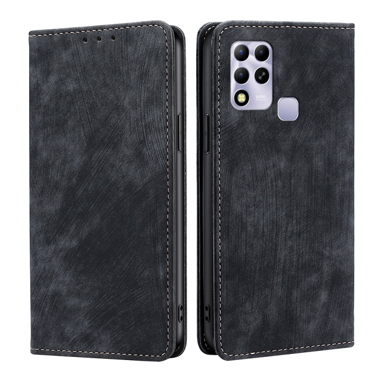 For Infinix Hot 11 Russian Version RFID Anti-theft Brush Magnetic Leather Phone Case