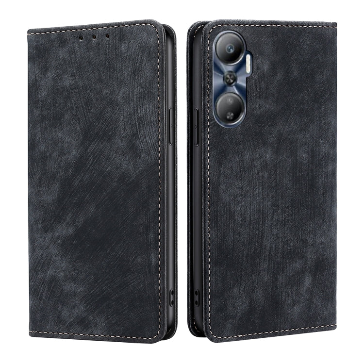 For Infinix Hot 20 4G RFID Anti-theft Brush Magnetic Leather Phone Case