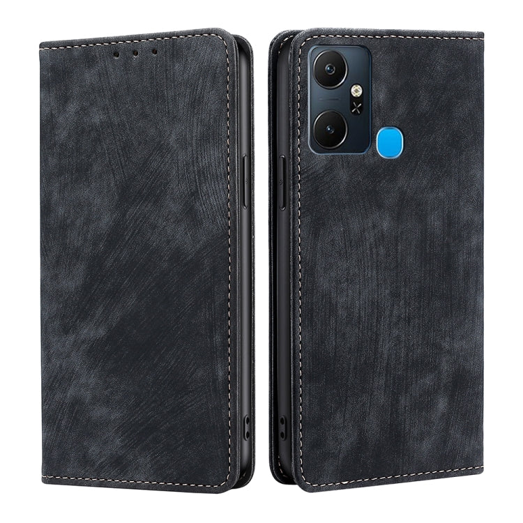 For Infinix Smart 6 Plus RFID Anti-theft Brush Magnetic Leather Phone Case