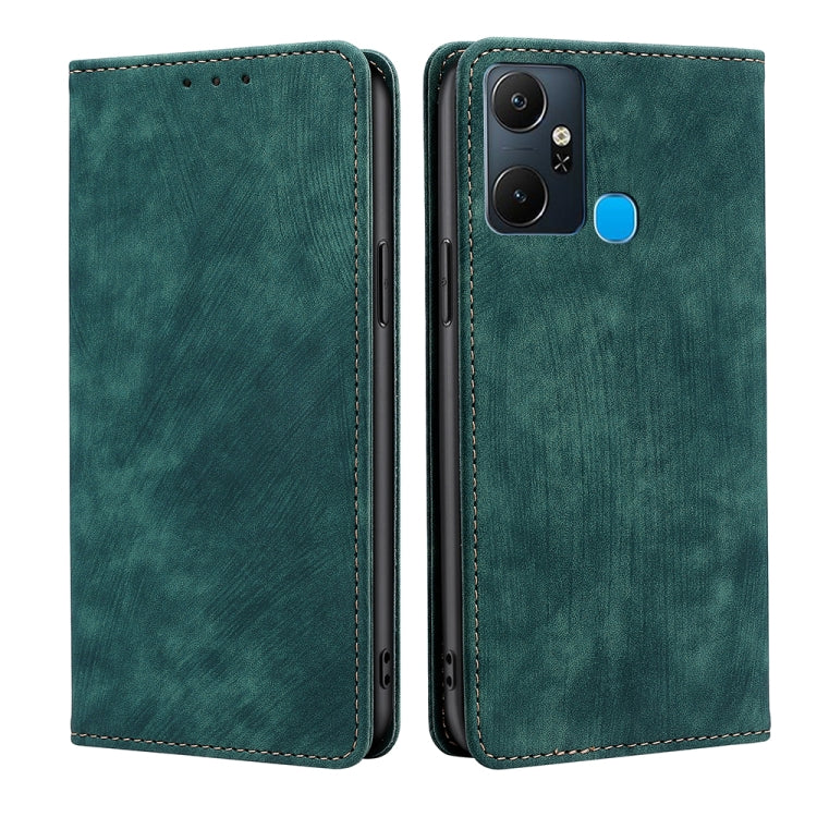 For Infinix Smart 6 Plus RFID Anti-theft Brush Magnetic Leather Phone Case