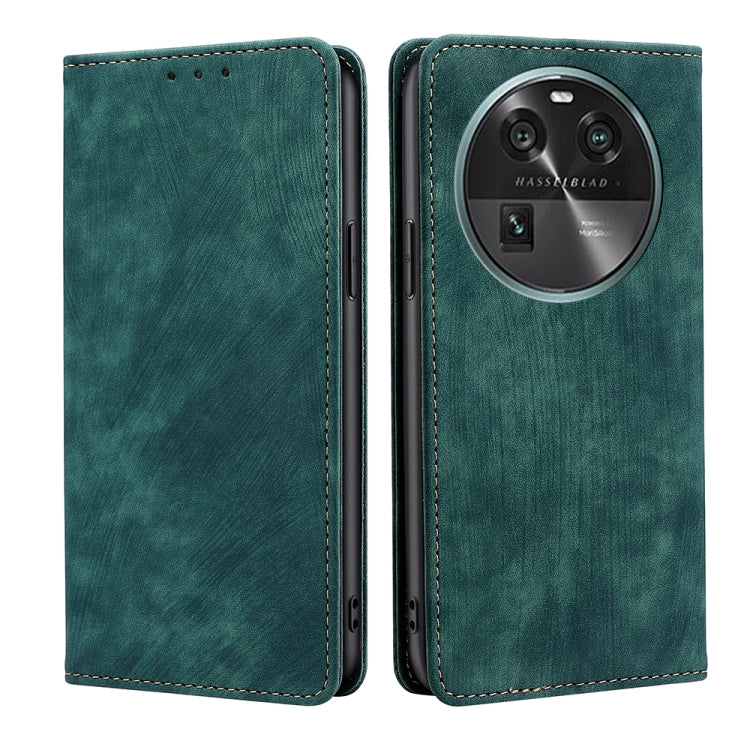 For OPPO Find X6 5G RFID Anti-theft Brush Magnetic Leather Phone Case