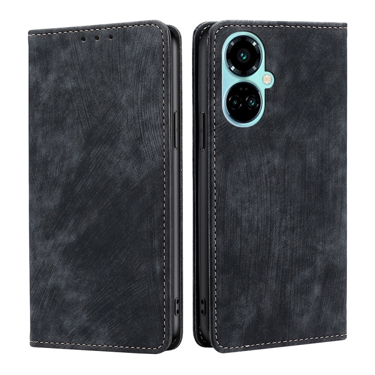 For Tecno Camon 19 / 19 Pro RFID Anti-theft Brush Magnetic Leather Phone Case