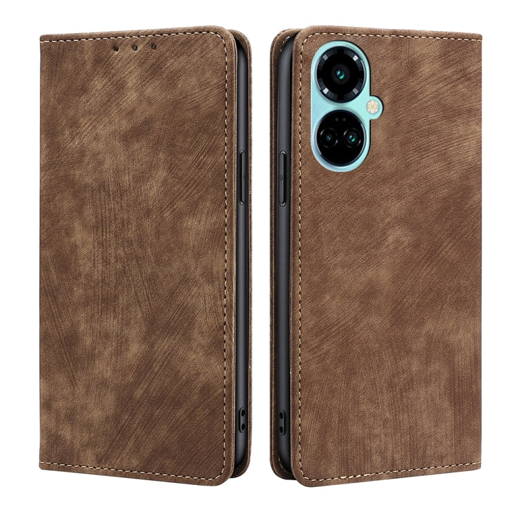 For Tecno Camon 19 / 19 Pro RFID Anti-theft Brush Magnetic Leather Phone Case