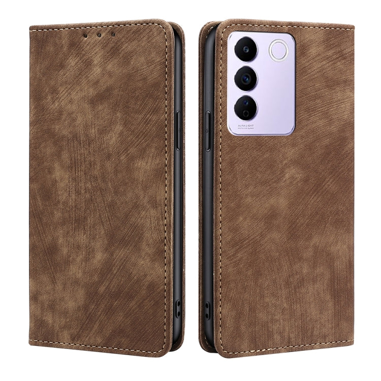 For vivo S16e RFID Anti-theft Brush Magnetic Leather Phone Case