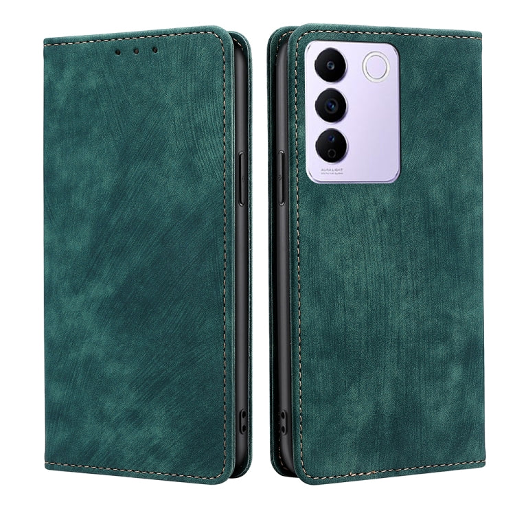 For vivo S16e RFID Anti-theft Brush Magnetic Leather Phone Case