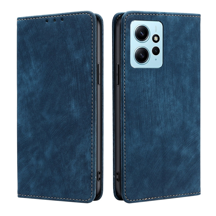 For Xiaomi Redmi Note 12 4G Global RFID Anti-theft Brush Magnetic Leather Phone Case