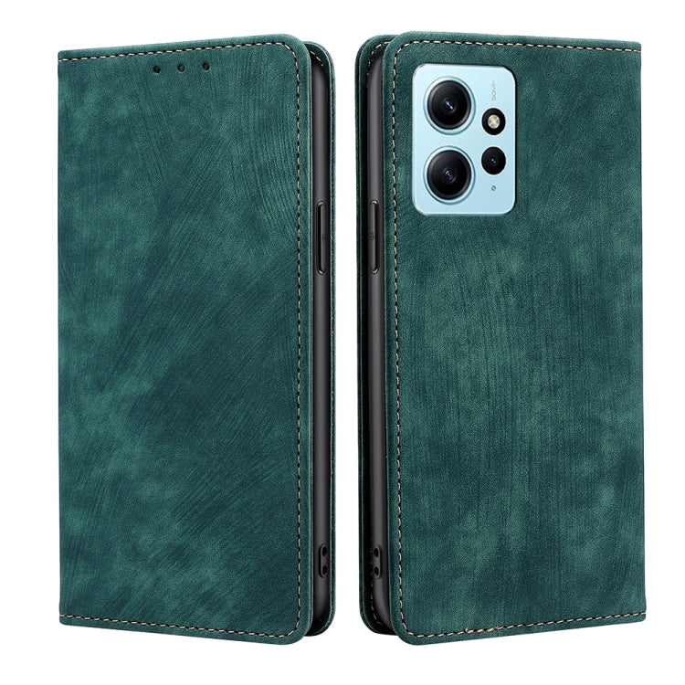 For Xiaomi Redmi Note 12 4G Global RFID Anti-theft Brush Magnetic Leather Phone Case