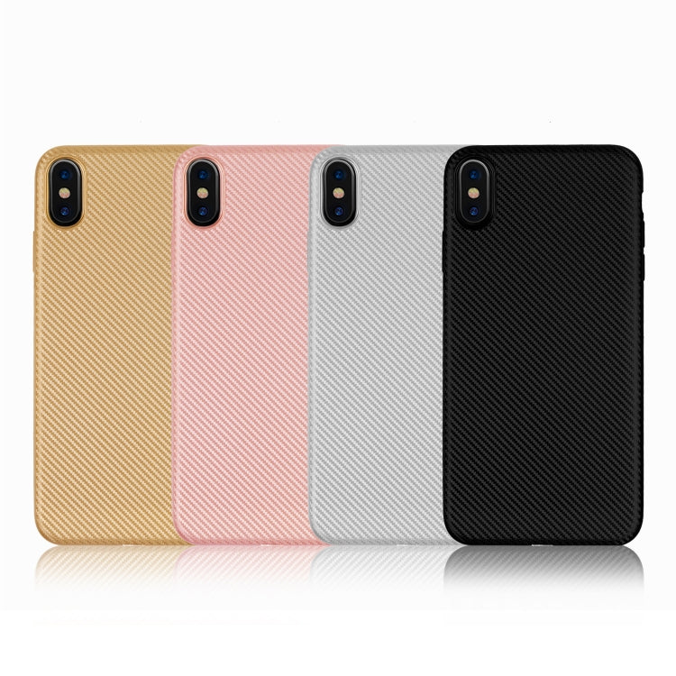 For iPhone XS / X Carbon Fiber Texture Shockproof TPU Protective Case