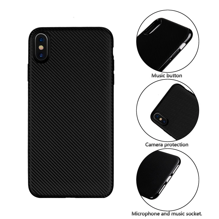 For iPhone XR Carbon Fiber Texture Shockproof TPU Protective Case