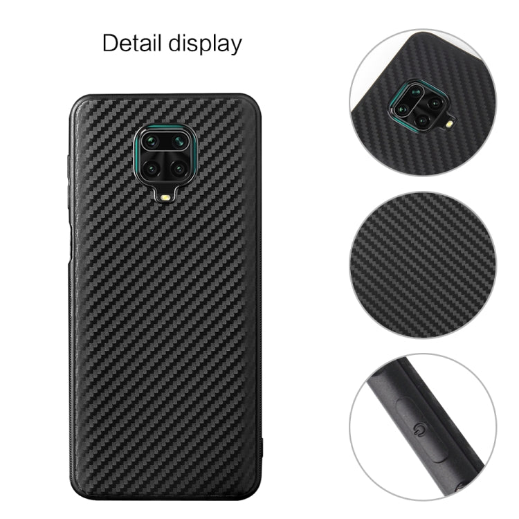 For Xiaomi Redmi Note 9 Pro Carbon Fiber Texture Shockproof TPU Protective Case