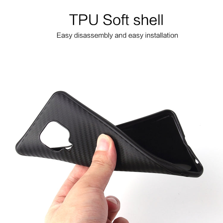 For Xiaomi Redmi Note 9 Pro Carbon Fiber Texture Shockproof TPU Protective Case